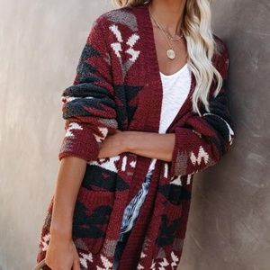 NWT MORAGA POCKETED AZTEC CARDIGAN - BRICK